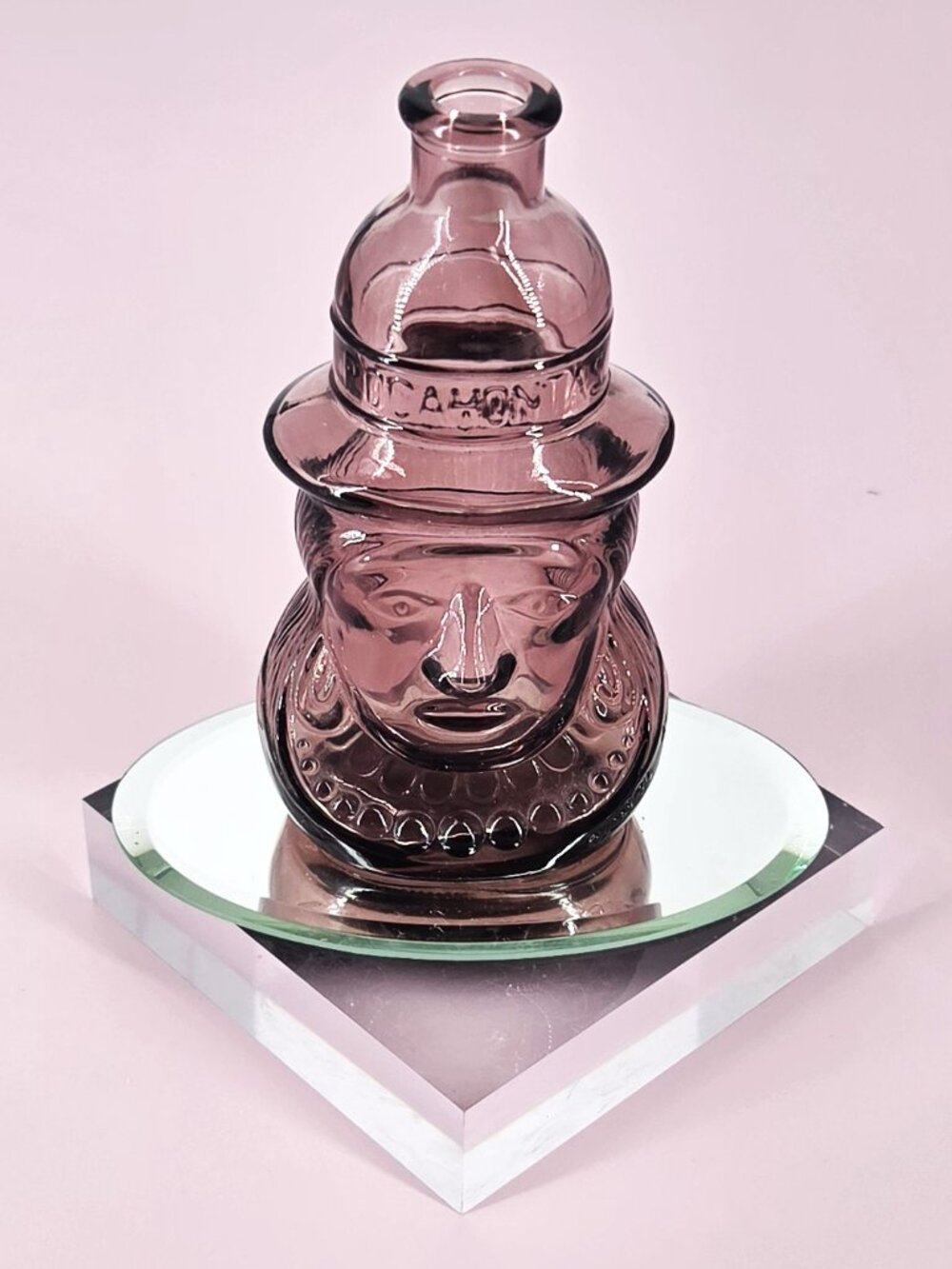 1971 Wheaton Industries NJ USA Amethyst Glass Pocahontas Figural Bitters Bottle